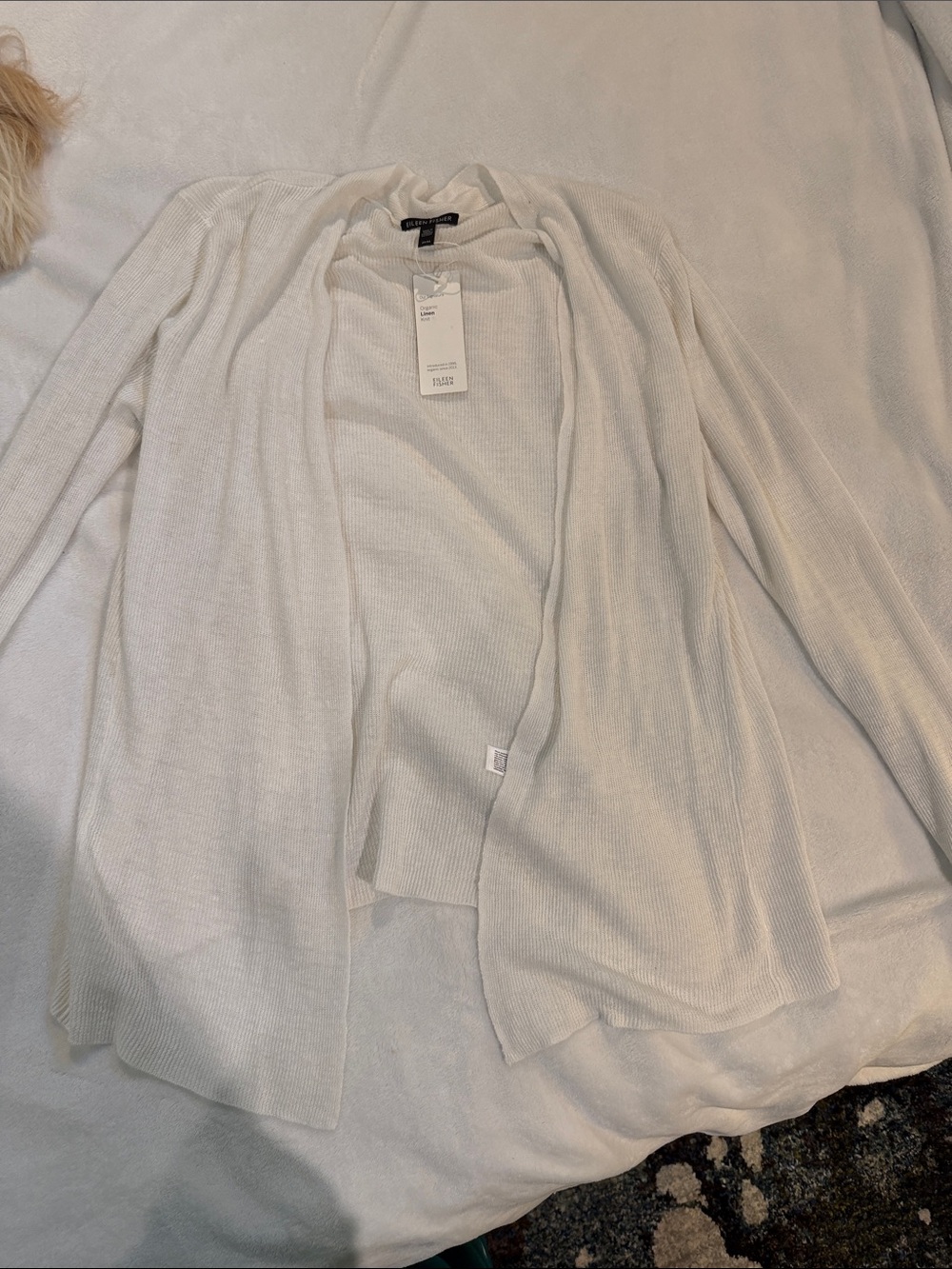 Eileen Fisher Light Ivory Open-Front Cardigan
